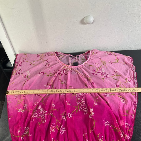 Apt‎ 9 Pink Floral Ombre Poncho Top Women's Size L Blouse Overlay Sheer Flowy - Picture 12 of 14